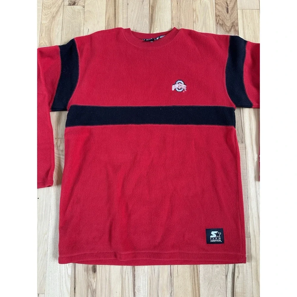 Ohio State Buckeyes Starter Fleece L Pullover Sweatshirt Red Y2K Large